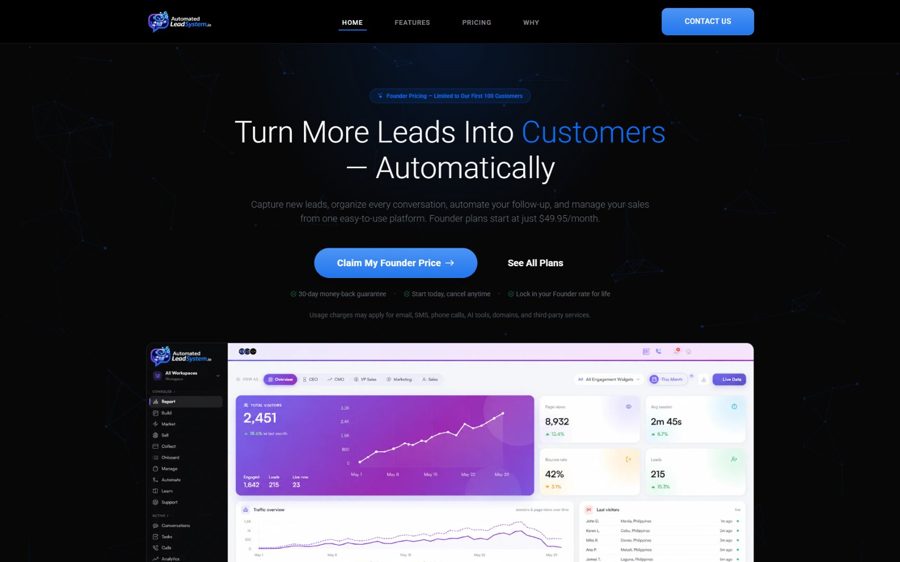 Landing page screenshot: automatedleadsystem.io
